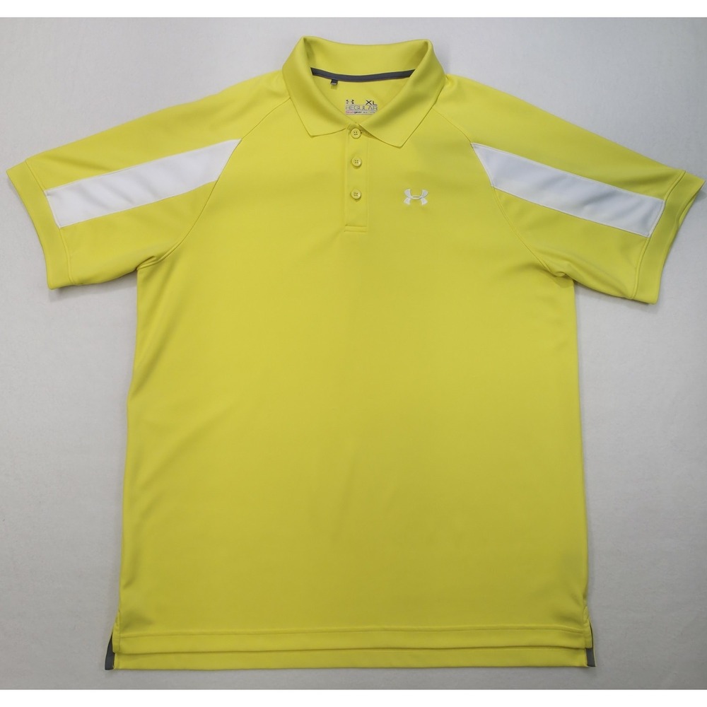 Under Armour Polo Shirt Mens XL Bright Bright Bright‎ Yellow Heatgear